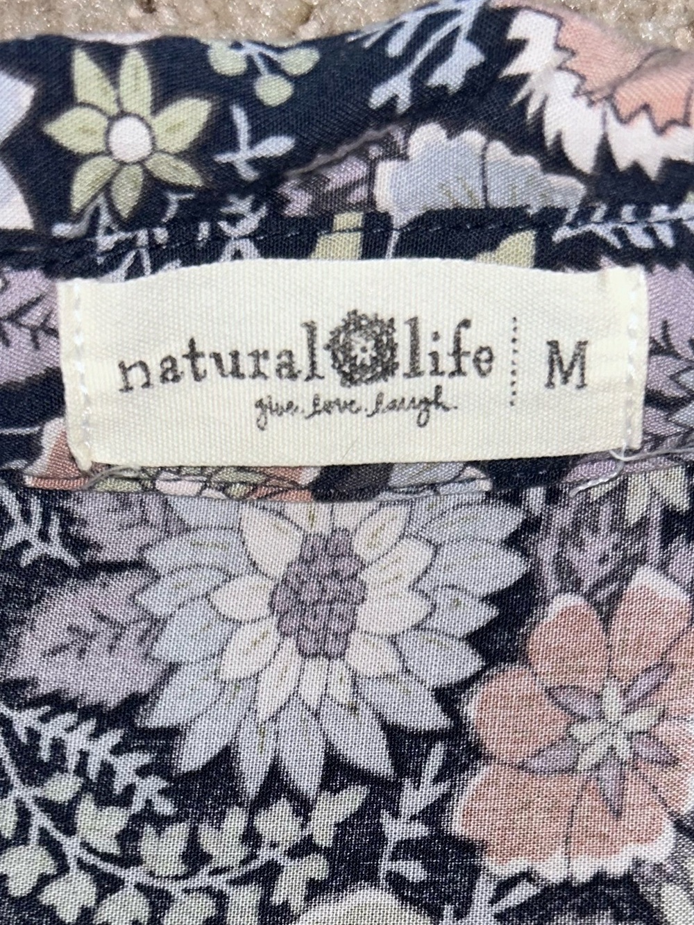 NATURAL LIFE Rebecca Midi Dress. Cottagecore, blue floral. Pockets! Medium. VGUC - Picture 3 of 11